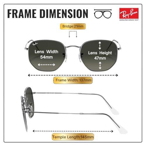 Image of Ray-Ban RB3548N HEXAGONAL FLAT LENSES Square-Round Shape Sunglasses for Men & Women with Official Eyewear Kit