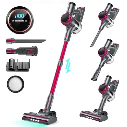 Image of UML0 S3P Cordless Vacuum Cleaner, 45kPa Powerful Suction Vacuum Cleaners for Home, 55-Min Runtime Rechargeable Stick Vacuum, Self-Standing, for Pet Hair Carpet Hard Floor, LED Display