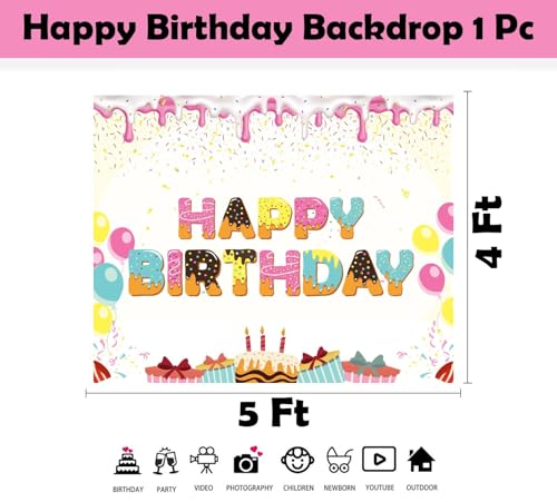 Image of Party Propz Birthday Backdrop for Decoration - 1 Pc,Happy Birthday Banner for Kids (4x5 Ft), Bday Banner for Boys,Backdrop for Bday Decoration (Cloth)