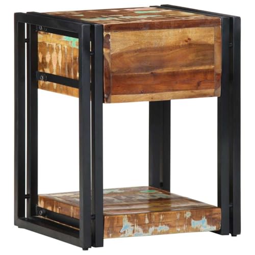 Meuble de Chevet en Bois recyclé robuste unique style naturel 50cm