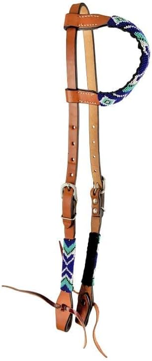 Showman Arrow Beaded Single Ear Leather Headstall