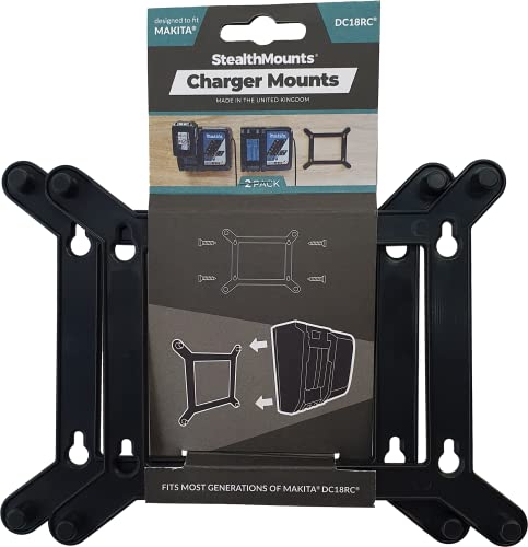 StealthMounts Soporte de cargador para el cargador individual Makita (paquete de 2) | Soporte de cargador para Makita 18V | Compatible con DC18RC | Fabricado en Reino Unido