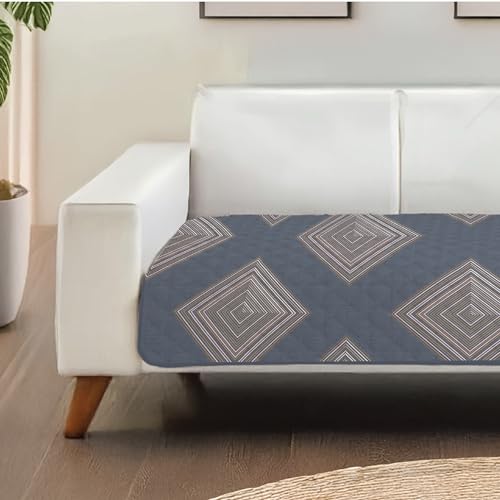 Image of Urban Space 1 Seater Quilted Sofa Cover mat, Non-Slip Sofa Protector, Easy Care & Machine Washable Cover, Sofa Seat Runner for Couch for Living Space (1 Seater - Midnight Mist)