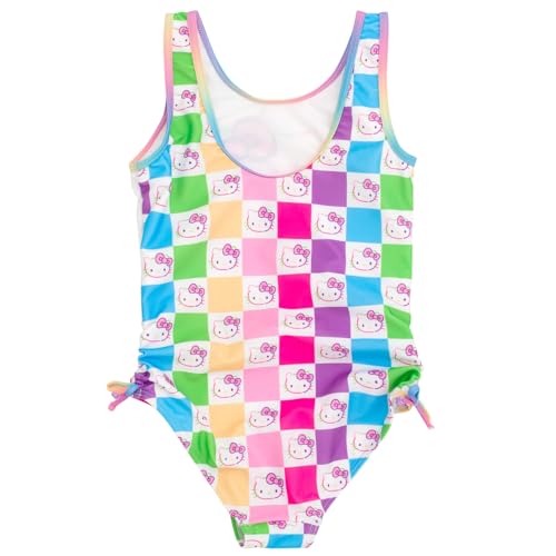 Hello Kitty Rainbow Girls UPF 50+ One Piece Bathing Suit Little Kid to Big Kid Sizes (4-14-16)2