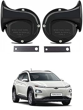 AYW Universal Windtone Jalwa Horn (2 and 4 wheelers), Black color, Heavy plastic body, Set of 2, 12V voltage For Kona Electric Universal For All Models