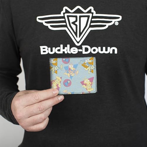 Buckle-Down Men's Wallet Bifold PU Modern Life Rocko and Spunky Expressions Multi Color, 4.0" x 3.5"3