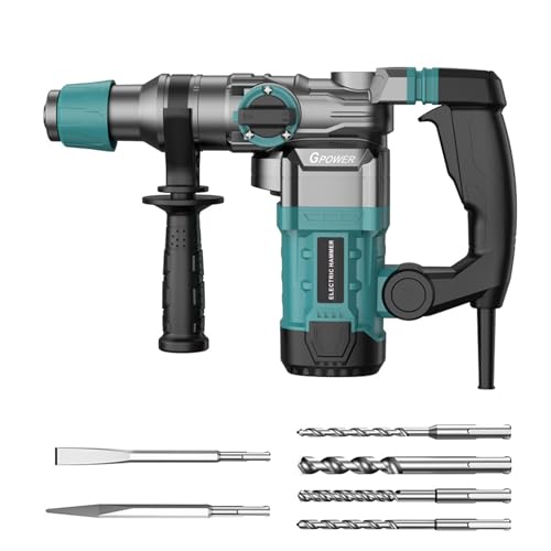 Washranp 3 in 1 Hammer Drill, Heavy Duty Rotary Hammer Drill, 110v Electric Drill, Lithium-Ion Brushless Cordless, Industrial Grade Concrete Demolition Hammer UK