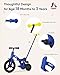 KRIDDO 4-in-1 Kids Tricycle for 1.5 to 3 Yea Old with Parent Steering Push Handle, 12 Inch Front Wheel Trike, Toddler Balance Bike for Boys Girls 18 Months to 3 Years, Adjustable Height, Blue