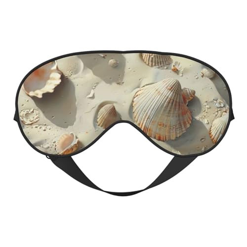 Seashells Sand Print - Máscara de ojos opaca con correa ajustable de dos caras para dormir y viajar