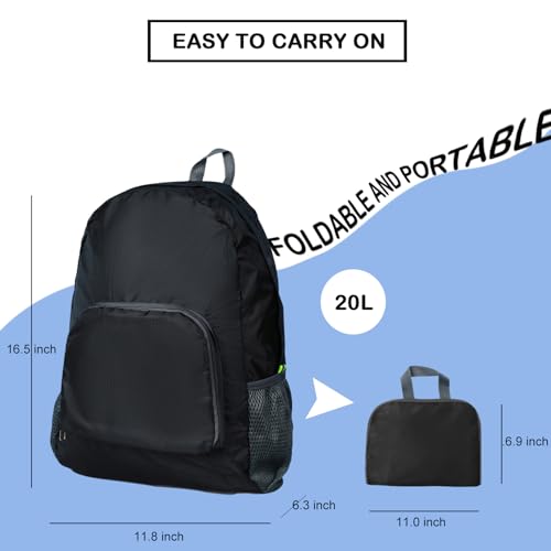Mochila ligera plegable para senderismo de 20L negra miniatura 4