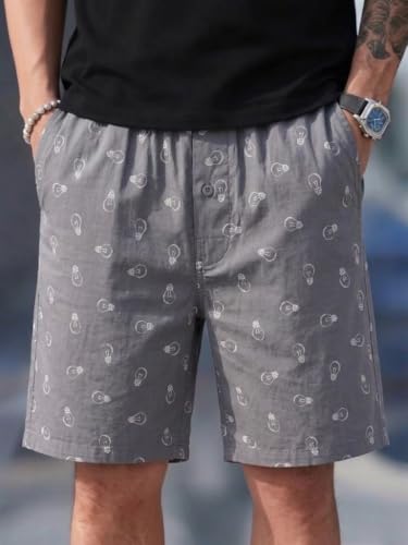 Image of Men's Cotton Casual Shorts |Striped Half Pants for Men |Comfortable | Elastic Waist with Drawstring | Lightweight & Comfortable for Beach Vacations, Casual Daily Outings & Sleepwear Bermuda Shorts