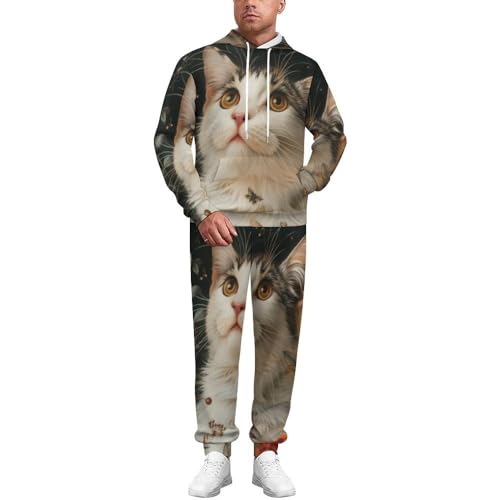 Pantalon survêtement homme rose motif chat loup en 3D