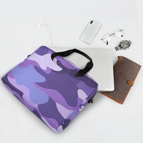 Funda para laptop 15.6" morado camuflaje con asa y correa miniatura 7