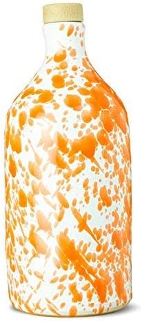 Antico Frantoio Muraglia | Premium Italian Extra Virgin Olive Oil First Cold Pressed Gourmet EVOO | PUGLIA ORANGE Collectible Handmade Ceramic Bottle | 16.9 Fl.oz (500 ml)