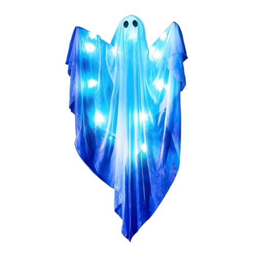 Fantasma de Halloween - Fantasma Iluminado | Figuras Colgantes con Sonido Decoración Espeluznante Y Adorable | para Exterior Casa Ventana Porche Hogar Puerta Noche Fiesta Jardín