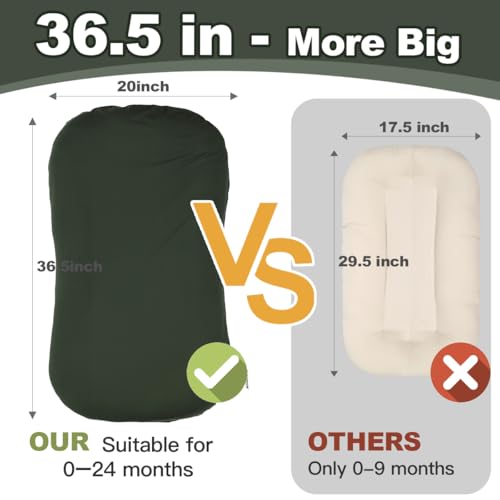 Image of Infant Support Cushion -Baby Support Cushion for Newborn, Oversized for 0-24 Months (36.5*20 inchs), Tummy Time Mat for Home and Travel, Soft Cotton, Supervised Use, Baby Essentials Gift -includ cover