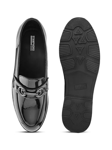Image of STANPHORD Mens Loafers Textured Formal Slipon Loafers with Metal Accent for Party & Formal Occasion