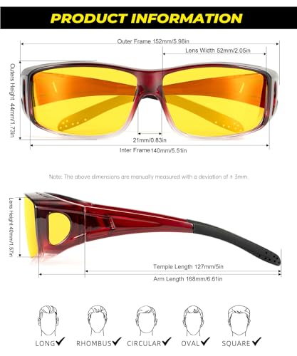 Image of Night Vision Glasses, Fit Over Glasses Mens Womens, Wrap Around Anti Glare HD Night Vision Lens for Night Driving