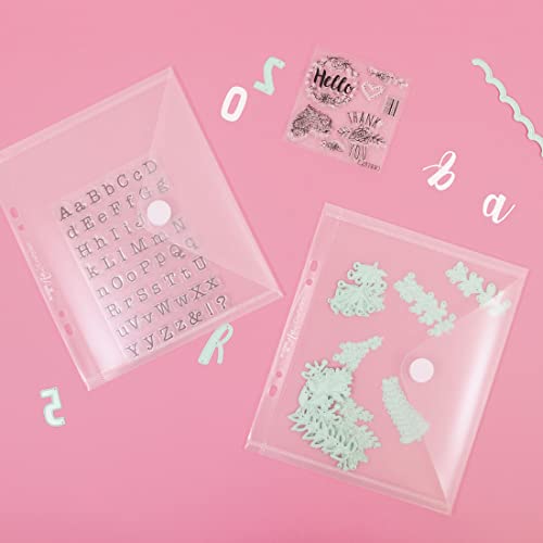 Image of Craftelier - Set of 5 Clear Plastic Envelopes with Closure | Compatible with Stamp and Die Organiser Case with 2 Ring System | Size Approx. 6 inch x 8 inch (15.24 x 20.32 cm)