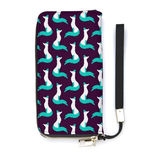 Snow Fox Long Wallet for Women Men Coin Pouch Credit Card Holder Zipper Purses with Wristlet