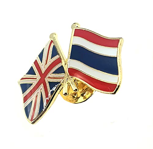 Thailand Thai United Kingdom UK Union Jack Friendship Metal Enamel Country Flags Pin Badge
