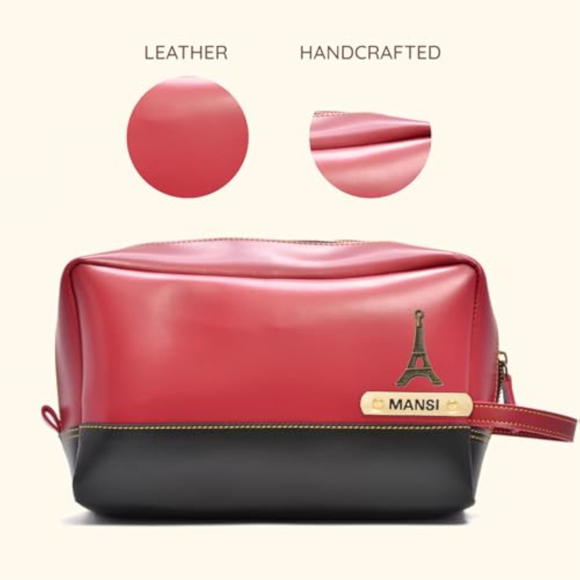 Leather Personalized Faux Leather Dopp Kit, Wine