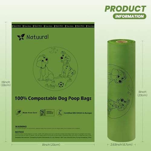 Compostable Dog Poop Bags-300 Bags 1Rolls, Poop Bags for Dogs Made of Cornstarch, Unscented, Ideal for Backyard or Home and Cat Litter Disposal - Image 3