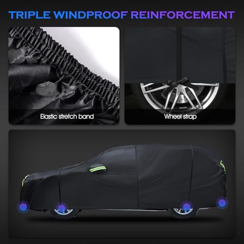 Image of Car Cover Custom Fit for Honda CRV 1997-2025,Toyota RAV4 1996-2025, 6 Layers Truck Cover Waterproof All Weather for Automobiles,Outdoor Full Exterior Cover,Rain, Sun, Wind Protection,Black