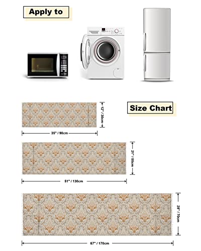 Fridge Dust Cover, Orange Geometric Washing Machine Top Covers With 4 Storage Pockets, Modern Retro Classic Abstract Art Kitchen Refrigerator Covers Protector Storage Organizer Bags, 28" X 67" #TOP4