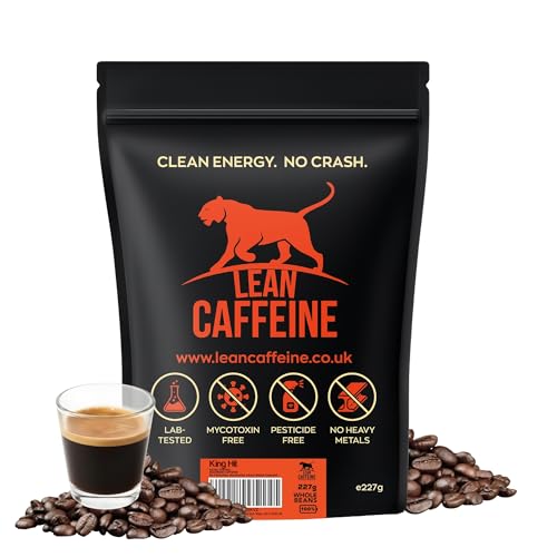Lean Caffeine High Caffeine Coffee Beans 227g | Super Clean Mycotoxin & Heavy Metal Free Strong Bulletproof Coffee | UKs Cleanest & Strongest Low Acid Whole Coffee Beans