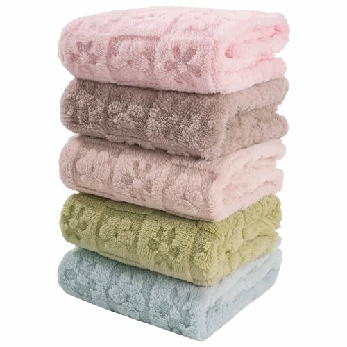 Image of 5 Pcs Baby Blanket Flower Checkerboard Ultra Soft Gift-Ready Plush for Newborns, Nursery & Stroller 30 inchx40 inch Pink Blue Gray Light Brown Purple