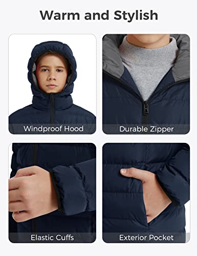 Wantdo Boy's Lightweight Puffer Jacket Packable Bubble Coat Boys' Outerwear Jackets & Coats With Hood Navy Green 8 #TOP5