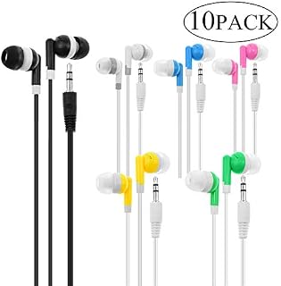 Wholesale Kids Bulk Earbuds Headphones Earphones, 6 Assorted Colors,for Schools, Libraries, Hospitals (10pack)