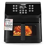 COSORI Airfryer, Heißluftfritteuse 6,2L mit Sichtfenster und Shake Reminder, 12-in-1 Heissluftfritteuse, Fritteuse 85 Prozent weniger Fett, 50 Rezepte, 55 Prozent energiesparend, einfache Reinigung