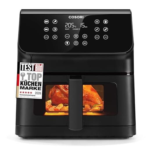 COSORI Airfryer Heißluftfritteuse, 12-in-1 Air Fryer XXL 6,2L, Heissluftfritteuse mit Sichtfenster & Shake-Reminder, 80 Rezepte, 55 Prozent energiesparend, spülmaschinenfeste Körbe