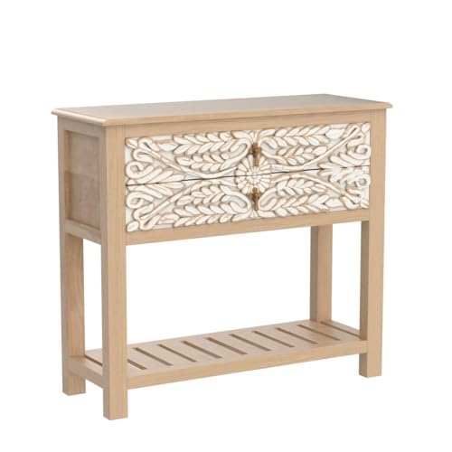 Image of The Attic Jodhpur Console Table, Console Table for Living Room Foyer, Natural + White Matte Finish