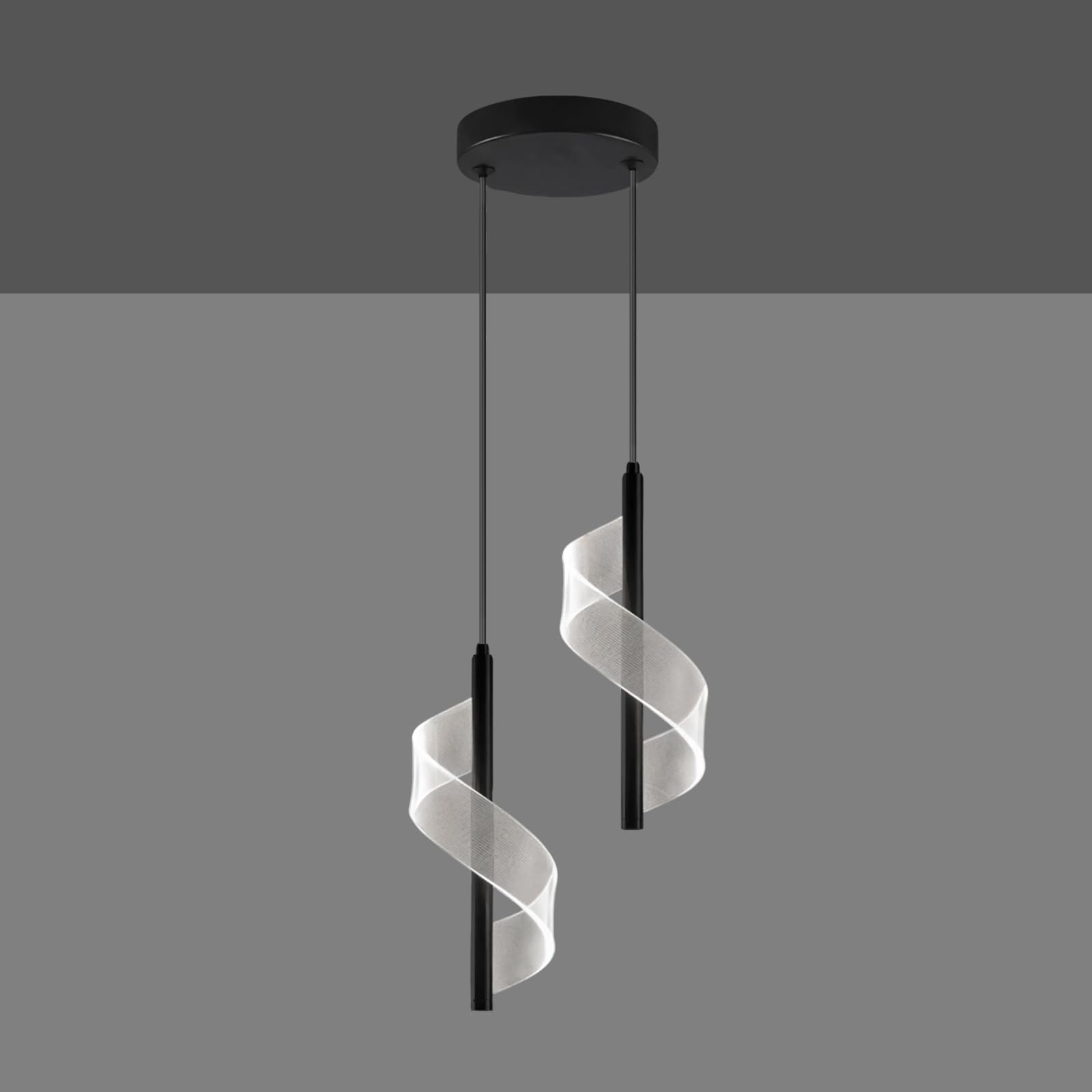Nowoczesna złota lampa wisząca LED z 2 głowicami, akrylowa wstążka designerska, minimalistyczny żyrandol do kuchni, sypialni, jadalni, 10 W, regulowana wysokość 138 cm