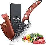 Huusk Viking Knives, Japanese Style Meat Cleaver Knives, Forged Boning Knife with Sheath, High Carbon Steel Chef Knives for Kitchen, Camping or BBQ Thanksgiving Christmas Gifts