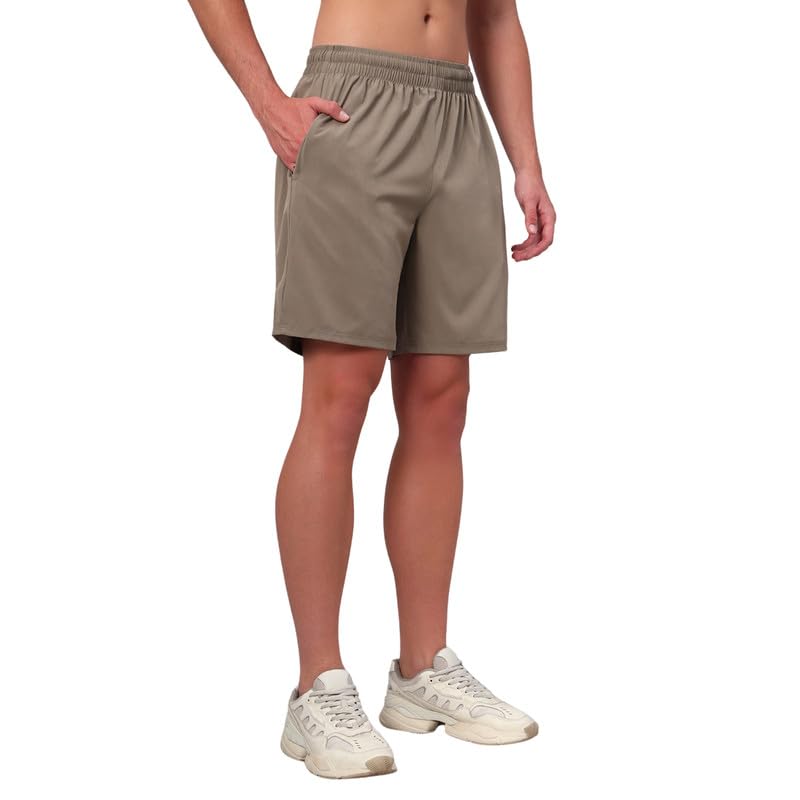 Image of ATICX Polyester Shorts for Men - Quick Dry Lightweight with Zipper Pockets - Gym, Running, Jogging, Training Half Pants for Basketball, Swimming, Badminton, Cycling, Football, Outdoor & Home Wear