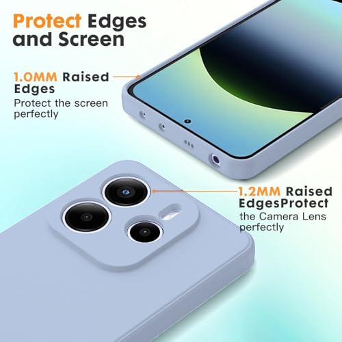 Image of DIZORO Compatible with Mi Redmi Note 14 5G Back Cover with Upgraded Square Edges for Camera Protection Shockproof Flexible Matte Liquid Silicone Mobile Phone Case (Carolina.)