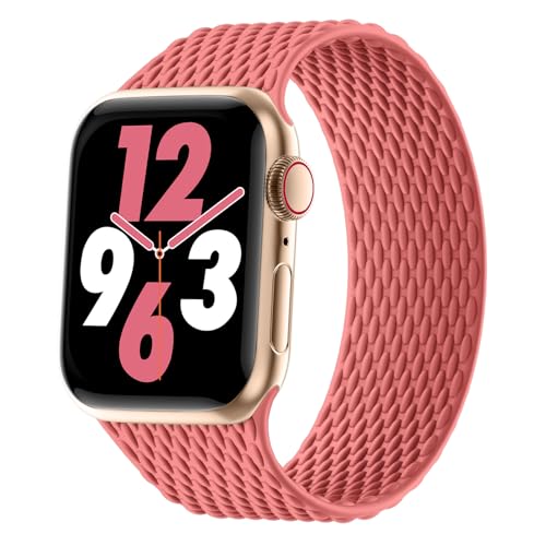 Silicone Braided Solo Loop Compatible with Apple Watch Band 38mm 40mm 41mm 42mm 44mm 45mm 46mm 49mm, Stretchy Elastic Sport Strap Compatible for iWatch Series 10/9/8/7/6/5/4/3/2/1/SE/Ultra/Ultra 2 by WASPO - Used condition - US$7.52