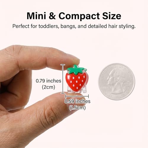 20 Piezas Mini Pinzas de Cabello Fresa Rosadas miniatura 4