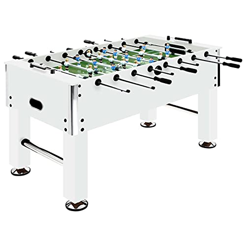 ZEYUAN Kickertisch Stahl 60 kg 140x74,5x87,5 cm Weiß Tischkicker, Tischfussball, Tischkicker Bälle, Tischkicker Erwachsene, Spieltisch