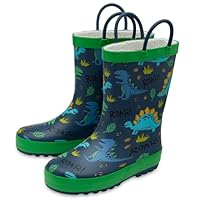 NorthSole Kids Wellies Boys & Girls Childrens Rubber Wellington Boots With Easy Pull On Handles Fleece Lined