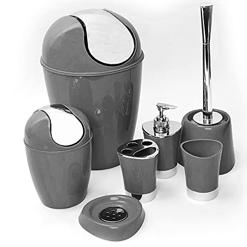 Evideco French Home Goods Grey Mini Trash Can For Countertop 0.5 Liter -0.3 Gal Chrome Lid #TOP3