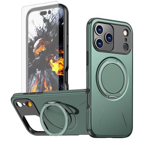 Asuwish �g�ѓd�b�P�[�X iPhone 17 Pro Max 6.9�C���` ���C�Z���J�o�[ �����K���X�X�N���[���v���e�N�^�[�ƃX�����n�C�u���b�h�X�^���h�����O�n�[�h�z���_�[ i Phone17 17Pro i17 ProMax 17ProMax ���f