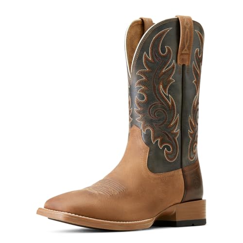 Ariat Mens Lasco Ultra Light Embroidered Square Toe Pull On Casual Boots Mid Calf - Brown