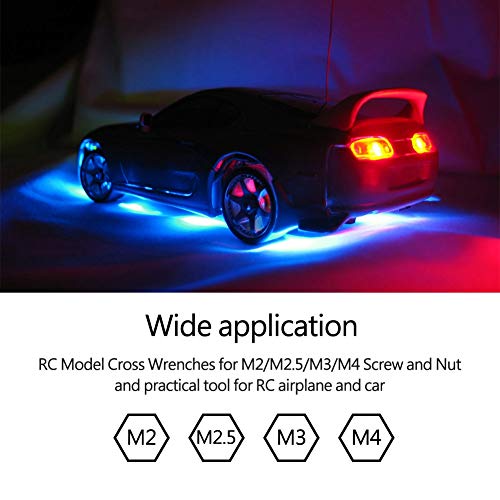 Dilwe Kreuzschlüssel, | 5.5mm-7mm | Ringschlüssel | Universelle Zubehörwerkzeuge für Schraube und Mutter M2 / M2.5 / M3 / M4 für Modellbau/Familie/Outdoor usw.
