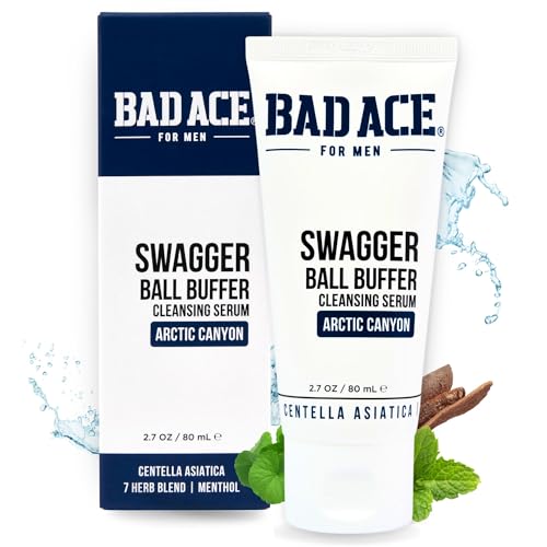 BAD ACE Swagger Ball Buffer | Rinse-Free Hygiene Cleanser & Men's Intimate Wash | Ball & Groin Wash for Men | Below-the-Belt Intimate Wash for Male, Odor & Sweat Control, 2.7 oz
