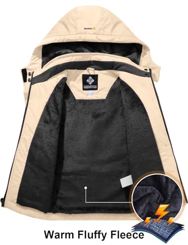 Image of GEMYSE Girl's Waterproof Ski Snow Jacket Hooded Fleece Lined Windproof Winter Jacket